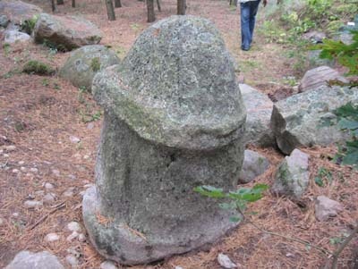 древнее капище, старинный лабиринт, каменный хуй, каменный член